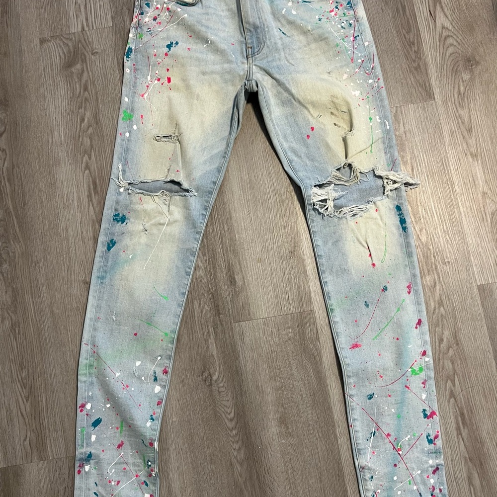 Distressed Paint Splatter Jeans